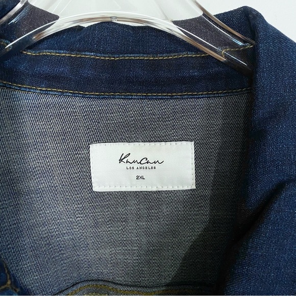 NWT 🆕 KANCAN Dark Wash Denim Jacket distressed Womens size 2XL - Picture 7 of 9